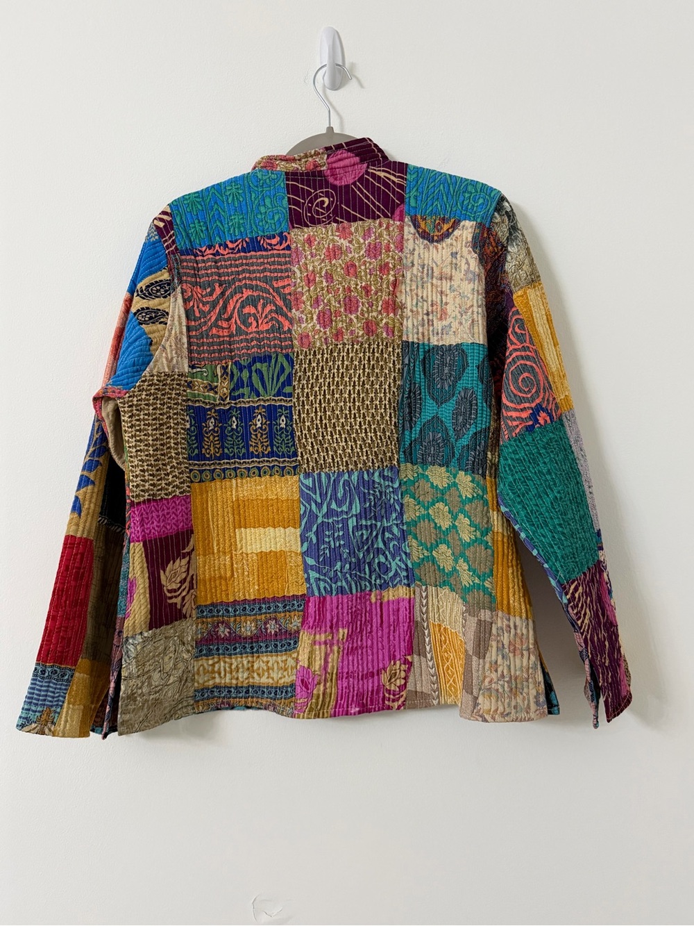 Multicolor Patchwork Button-Front Women's Jacket - Picture 6 of 8